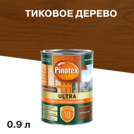 Антисептик Pinotex Ultra декоративный для дерева тиковое дерево 0,9 л