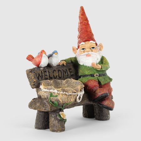 Фигура садовая Shimmer arts Гном на лавочке 33х21х39 см