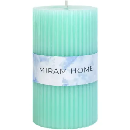 Свеча столбик Ribbed 6 4027798-10 зеленая 10 см