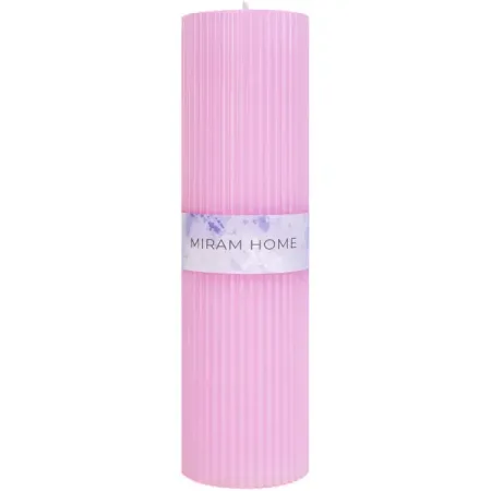 Свеча столбик Ribbed 6 4027728-20 розовая 20 см