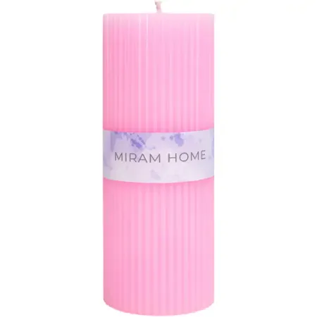 Свеча столбик Ribbed 6 4027728-15 розовая 15 см