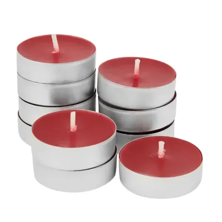 Набор чайных свечей ароматизированных Лесная ягода бордовый 10 шт. круглые жестяные банки для свечей