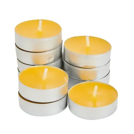 Набор чайных свечей ароматизированных Манго желтый 10 шт. круглые жестяные банки для свечей