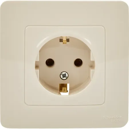 Розетка встраиваемая Systeme Electric Blanca с заземлением без шторок 16 А цвет бежевый