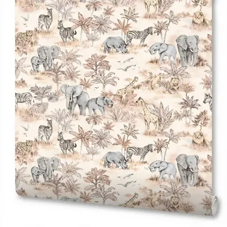 Обои флизелиновые Wallsecret Safari бежевые 1.06 м 8903-13