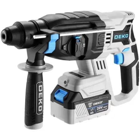 Перфоратор аккумуляторный бесщеточный SDS-plus Deko DKCH20FU-Li, 20 В Li-ion 2x4 Ач, 3 Дж перфоратор daewoo dah820 820вт 3 режима 3дж