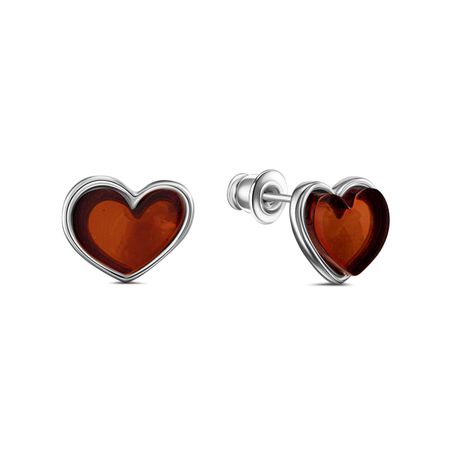 Серебряные серьги с янтарем и родированием