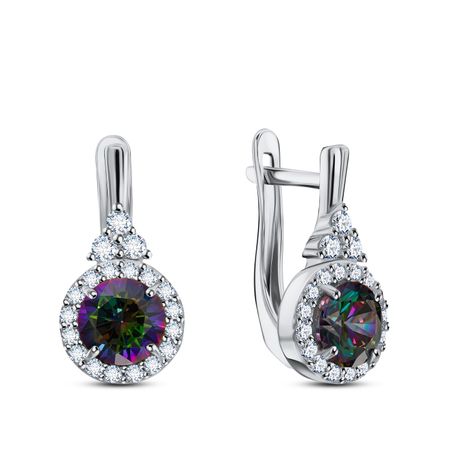 Серебряные серьги с кварцем и фианитами