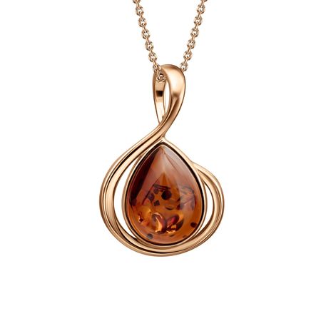 Серебряная подвеска с янтарем и позолотой