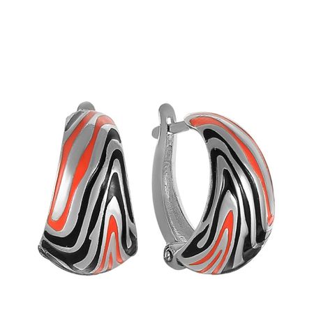 Серебряные серьги с эмалью и родированием