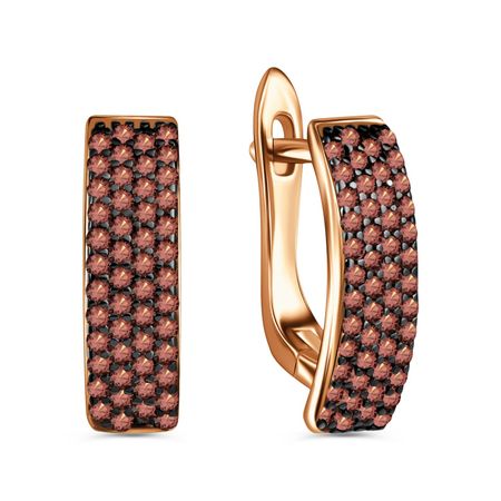 Серебряные серьги с фианитами и позолотой с родированием