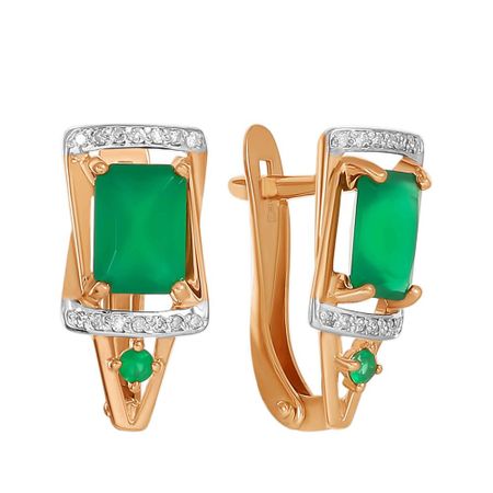 Золотые серьги с агатами и бриллиантами