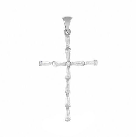 Подвеска-крестик из серебра с хрусталем и фианитами