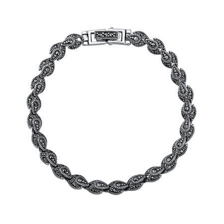 Серебряный браслет с марказитами и чернением