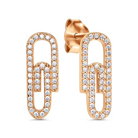 Серебряные серьги с фианитами и позолотой