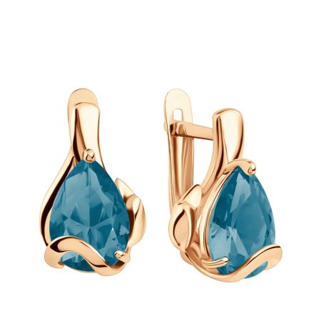 Золотые серьги с ювелирными кристаллами