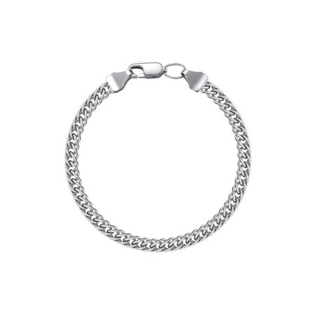 Серебряный полновесный браслет Двойной ромб с алмазной гранью и родированием