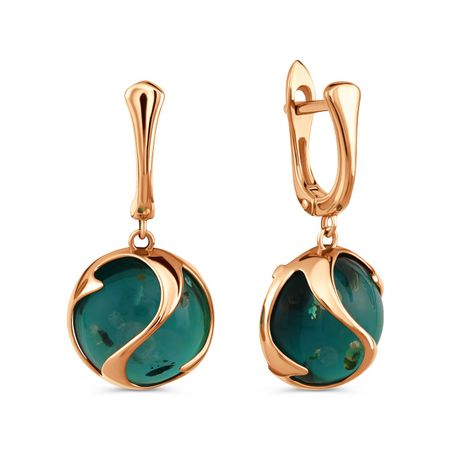 Золотые серьги с янтарем