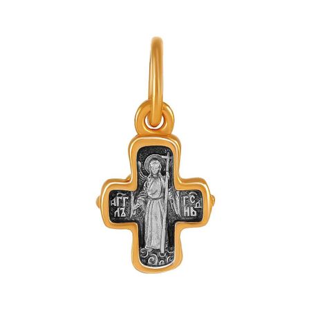 Серебряный крест с фианитом и позолотой с чернением