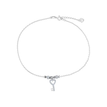 Серебряный браслет на ногу с фианитами р. 16-19