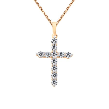 Золотая подвеска Крест с фианитами