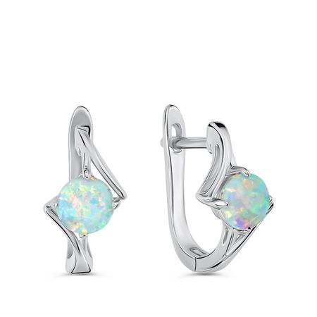 Серебряные серьги с искусственными опалами и родированием