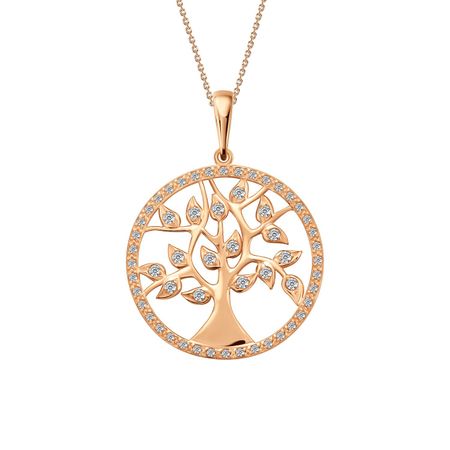 Серебряная подвеска Дерево с фианитами и позолотой