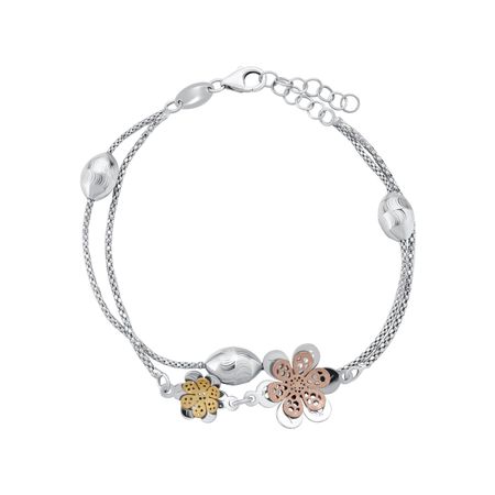 Серебряный браслет с позолотой и родированием р. 16-19