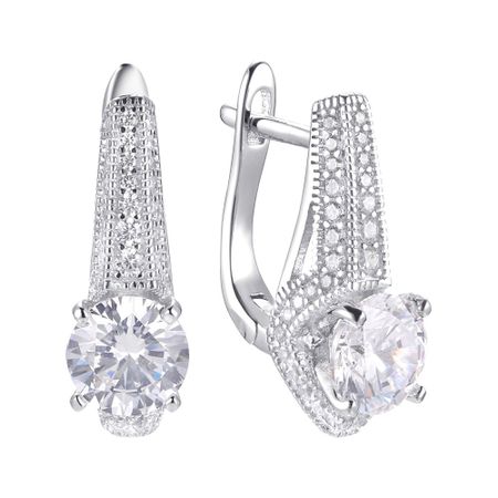Серьги из серебра с кварцем и фианитами