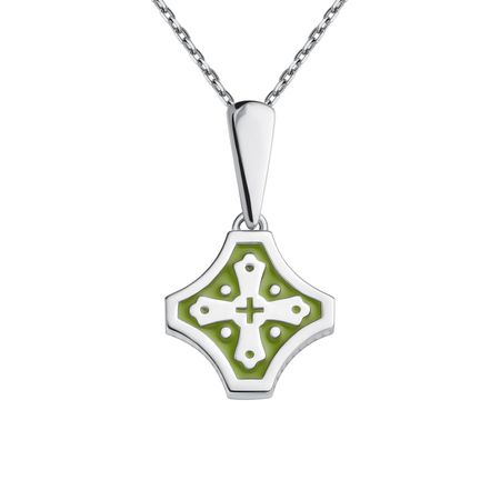 Серебряная подвеска с эмалью и родированием