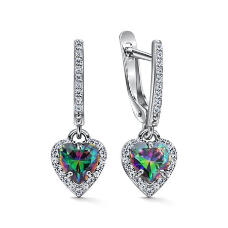 Серебряные серьги с кварцем и фианитами