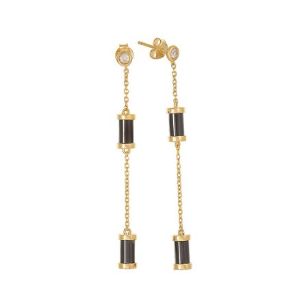 Серьги-пусеты из серебра с керамикой и фианитами