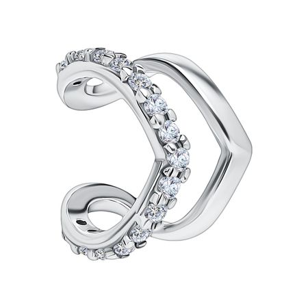 Серебряная серьга с фианитами и родированием татьяна витальевна устинова серьга артемиды