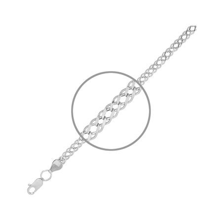 Серебряный пустотелый браслет Двойной ромб с родированием