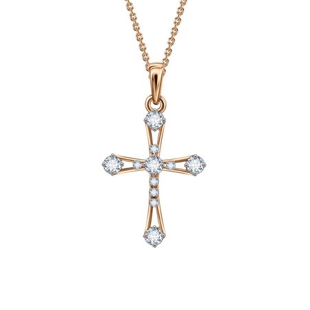 Золотая подвеска Крест с фианитами