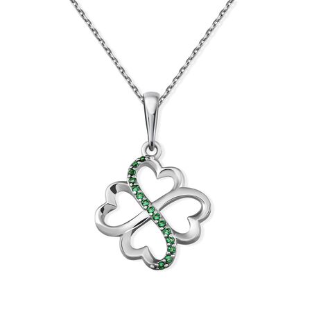 Подвеска Клевер из серебра с фианитами брелок my lucky charm клевер металл