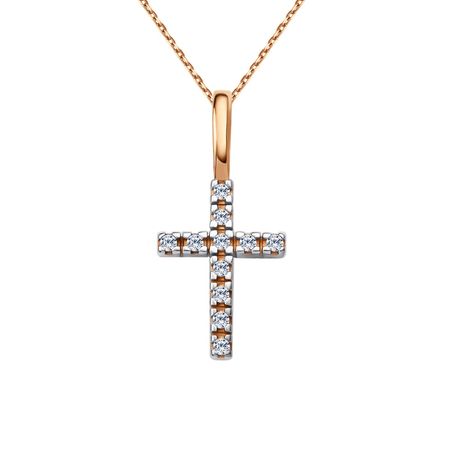 Золотая подвеска Крест с фианитами