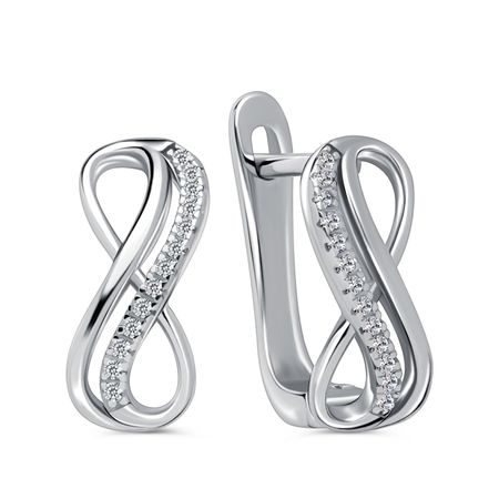 Серебряные серьги Бесконечность с фианитами и родированием светлана игоревна рыжакова путешествие в бесконечность индийские этнографические этюды