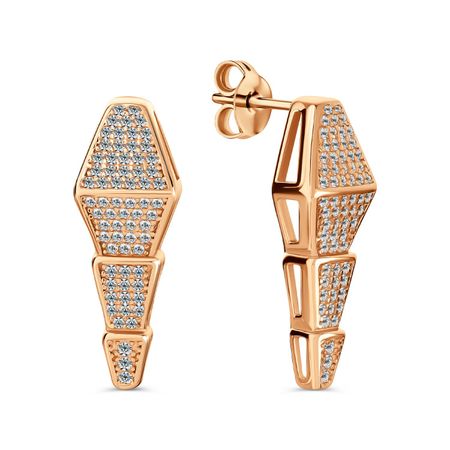 Серебряные серьги с фианитами и позолотой