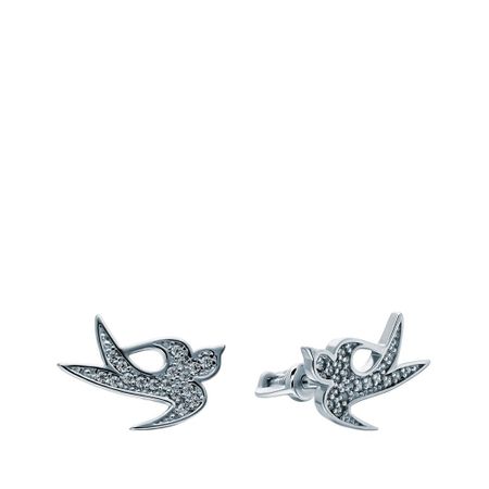 Серебряные серьги Птица с фианитами конфета акконд птица дивная в шоколадной глазури 40 г