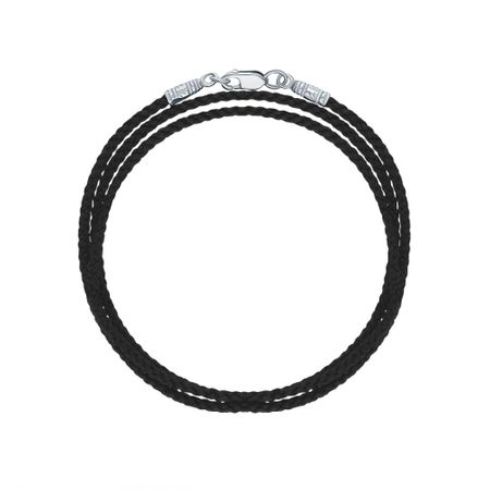 Текстильный шнурок с серебряным замком с родированием