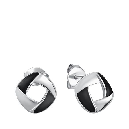 Серебряные серьги с эмалью и родированием