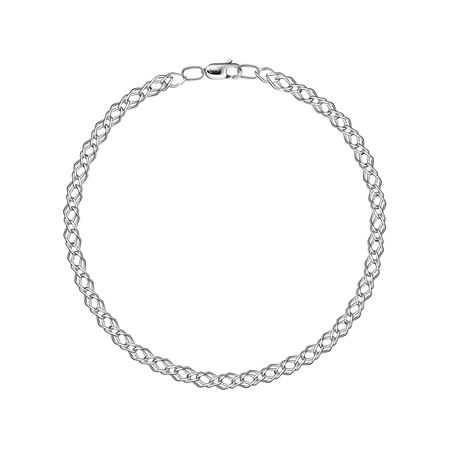 Серебряный браслет Двойной ромб с родированием