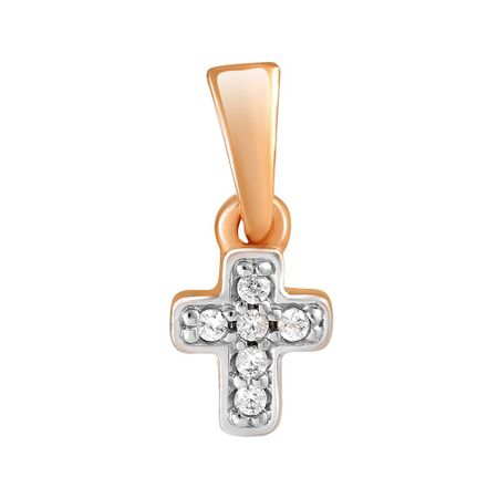 Золотая подвеска Крест с фианитами
