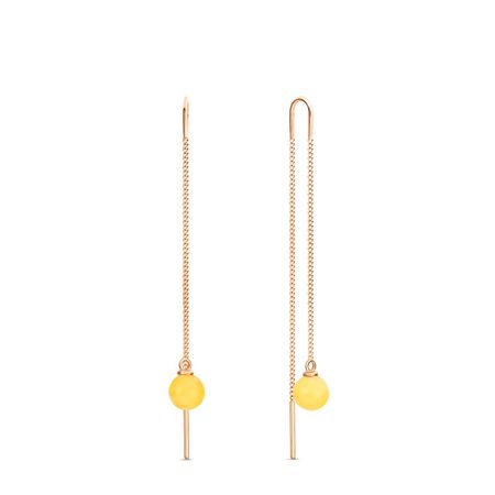 Золотые серьги с янтарем