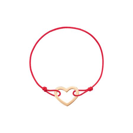 Браслет на нитке с золотой подвеской Сердце