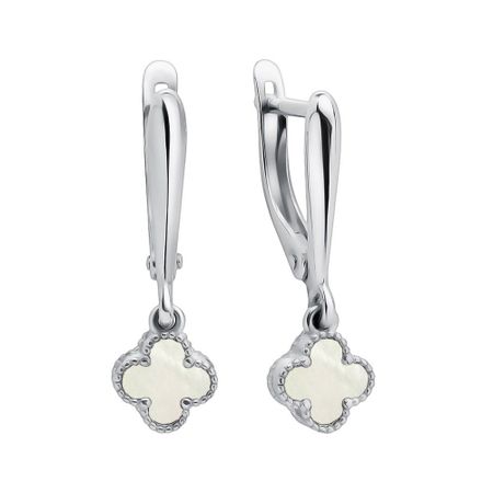 Серебряные серьги с перламутром и родированием