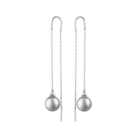 Серебряные серьги с жемчугом и родированием