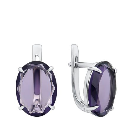 Серебряные серьги с ювелирными кристаллами и родированием