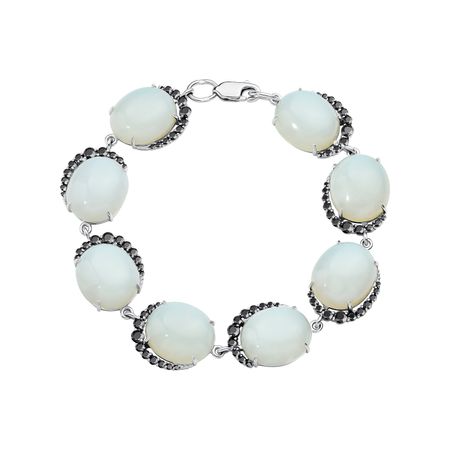 Серебряный браслет с ювелирными кристаллами и фианитами с родированием